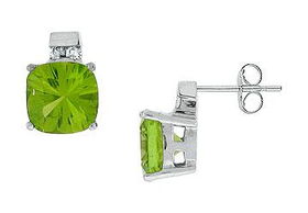 Peridot and Diamond Earrings : 14K White Gold - 3.00 CT TGWperidot 