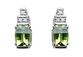 Peridot and Diamond Earrings : 14K White Gold - 1.25 CT TGWperidot 