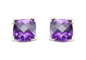 Amethyst Earrings : 14K White Gold - 2.25 CT TGWamethyst 