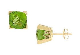 Peridot Earrings : 14K yellow Gold - 2.75 CT TGWperidot 