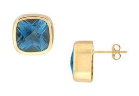 Blue Topaz Earrings : 14K Yellow Gold - 3.00 CT TGWblue 
