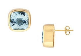 Aquamarine Earrings : 14K Yellow Gold - 2.33 CT TGWaquamarine 