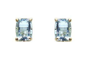 Aquamarine Earrings : 14K Yellow Gold - 1.00 CT TGWaquamarine 