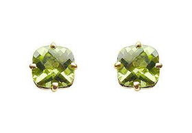 Peridot Earrings : 14K Yellow Gold - 1.33 CT TGWperidot 