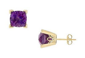 Amethyst Earrings : 14K Yellow Gold - 1.25 CT TGWamethyst 
