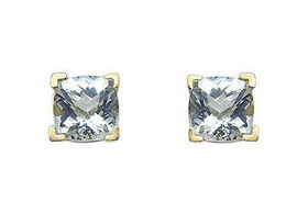 Aquamarine Earrings : 14K Yellow Gold - 1.25 CT TGWaquamarine 