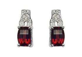 Garnet and Diamond Earrings : 14K White Gold - 1.25 CT TGWgarnet 