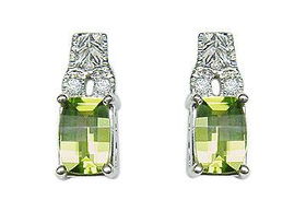 Peridot and Diamond Earrings : 14K White Gold - 1.25 CT TGWperidot 
