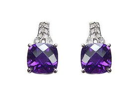 Amethyst and Diamond Earrings : 14K White Gold - 2.25 CT TGWamethyst 