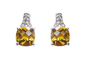 Citrine and Diamond Earrings : 14K White Gold - 2.50 CT TGWcitrine 