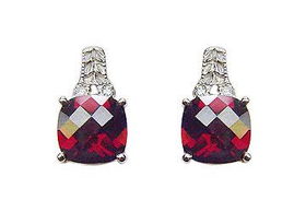 Garnet and Diamond Earrings : 14K White Gold - 3.00 CT TGWgarnet 