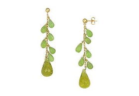 Peridot and Lemon Quartz Earrings : 14K Yellow Gold - 25.00 CT TGWperidot 