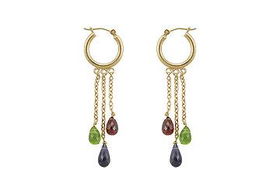 Multicolor Gemstone Drop Earrings : 14K Yellow Gold - 6.00 CT TGWmulticolor 