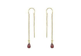 Garnet Thread Earrings : 14K Yellow Gold - 2.00 CT TGWgarnet 