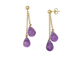 Amethyst Drop Earrings : 14K Yellow Gold - 25.00 CT TGWamethyst 