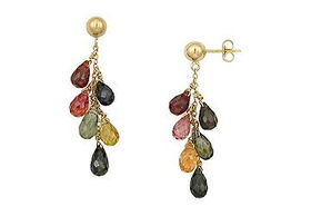 Multicolor Gemstone Drop Earrings : 14K Yellow Gold - 6.00 CT TGWmulticolor 