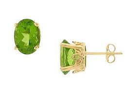 Peridot Earrings : 14K Yellow Gold - 2.00 CT TGWperidot 
