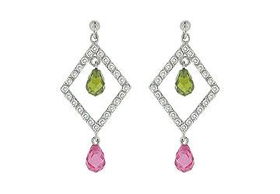 Multicolor Cubic Zirconia Sterling Silver Earringsmulticolor 