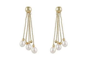 Cultured Pearl Strand Earrings : 14K Yellow Goldcultured 