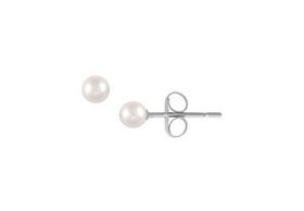 Akoya Cultured Pearl Stud Earrings : 18K White Gold (4.0-4.5mm)akoya 