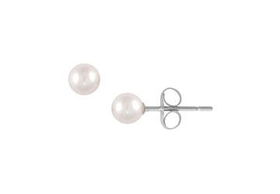 Akoya Cultured Pearl Stud Earrings : 18K White Gold (5.0-5.5mm)akoya 