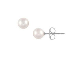 Akoya Cultured Pearl Stud Earrings : 18K White Gold (6.0-6.5mm)akoya 