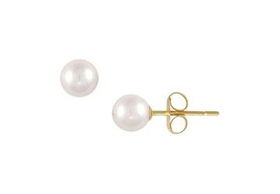 Akoya Cultured Pearl Stud Earrings : 18K Yellow Gold (6.0-6.5mm)akoya 