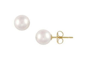 Akoya Cultured Pearl Stud Earrings : 18K Yellow Gold (8.0-8.5mm)akoya 