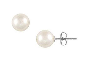 Freshwater Cultured Pearl Stud Earrings : 14K White Gold (9.0-9.5mm)freshwater 