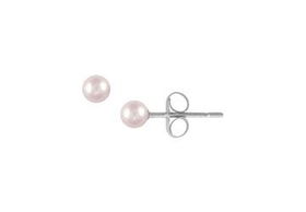 Pink Freshwater Cultured Pearl Stud Earrings : 14K White Gold (4.0-4.5mm)pink 