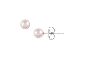 Pink Freshwater Cultured Pearl Stud Earrings : 14K White Gold (5.0-5.5mm)pink 