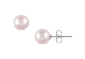 Pink Freshwater Cultured Pearl Stud Earrings : 14K White Gold (8.0-8.5mm)pink 