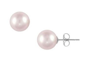 Pink Freshwater Cultured Pearl Stud Earrings : 14K White Gold (10.0-10.5mm)pink 