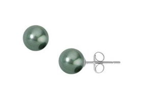 Tahitian Cultured Pearl Stud Earrings : 18K White Gold (9.0-9.5mm)tahitian 