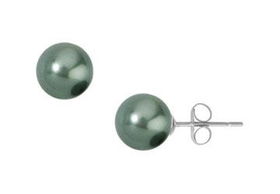 Tahitian Cultured Pearl Stud Earrings : 18K White Gold (10.0-10.5mm)tahitian 