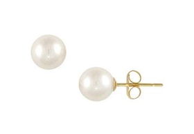 Freshwater Cultured Pearl Stud Earrings : 14K Yellow Gold (8.0-8.5mm)freshwater 