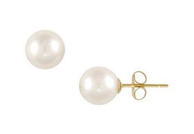 Freshwater Cultured Pearl Stud Earrings : 14K Yellow Gold (9.0-9.5mm)freshwater 