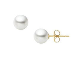 South Sea Cultured Pearl Stud Earrings : 18K Yellow Gold (9.0-9.5mm)south 