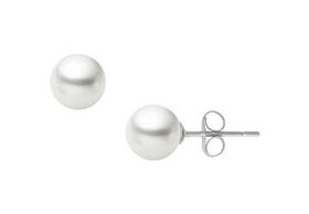 South Sea Cultured Pearl Stud Earrings : 18K White Gold (9.0-9.5mm)south 