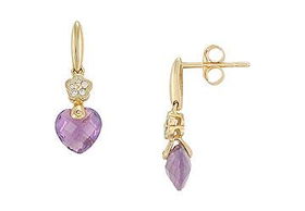 Amethyst and Diamond Earrings : 14K Yellow Gold - 1.05 CT TGWamethyst 