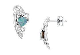 Opal and Diamond Earrings : 14K White Goldopal 