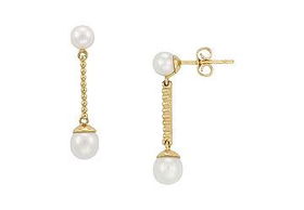 Cultured Pearl Drop Earrings : 14K Yellow Goldcultured 