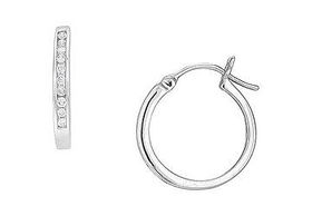Diamond Hoop Earrings : 14K White Gold - 0.25 CT Diamondsdiamond 