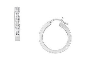 Diamond Hoop Earrings : 14K White Gold - 1.00 CT Diamondsdiamond 