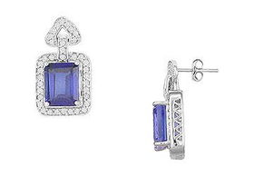 Sapphire and Diamond Earrings : 14K White Gold - 10.00 CT TGWsapphire 