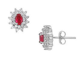 Ruby and Diamond Earrings : 14K White Gold - 1.25 CT TGWruby 