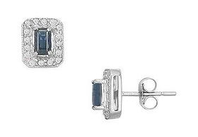 Sapphire and Diamond Earrings : 14K White Gold - 1.00 CT TGWsapphire 