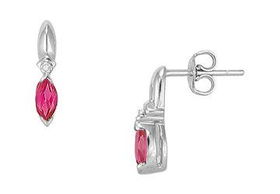 Ruby and Diamond Earrings : 14K White Gold - 0.50 CT TGWruby 