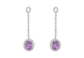Amethyst and Diamond Earrings : 14K White Gold - 10.00 CT TGWamethyst 