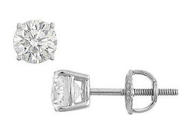 14K White Gold : Round Diamond Stud Earrings - 1.00 CT. TW.white 